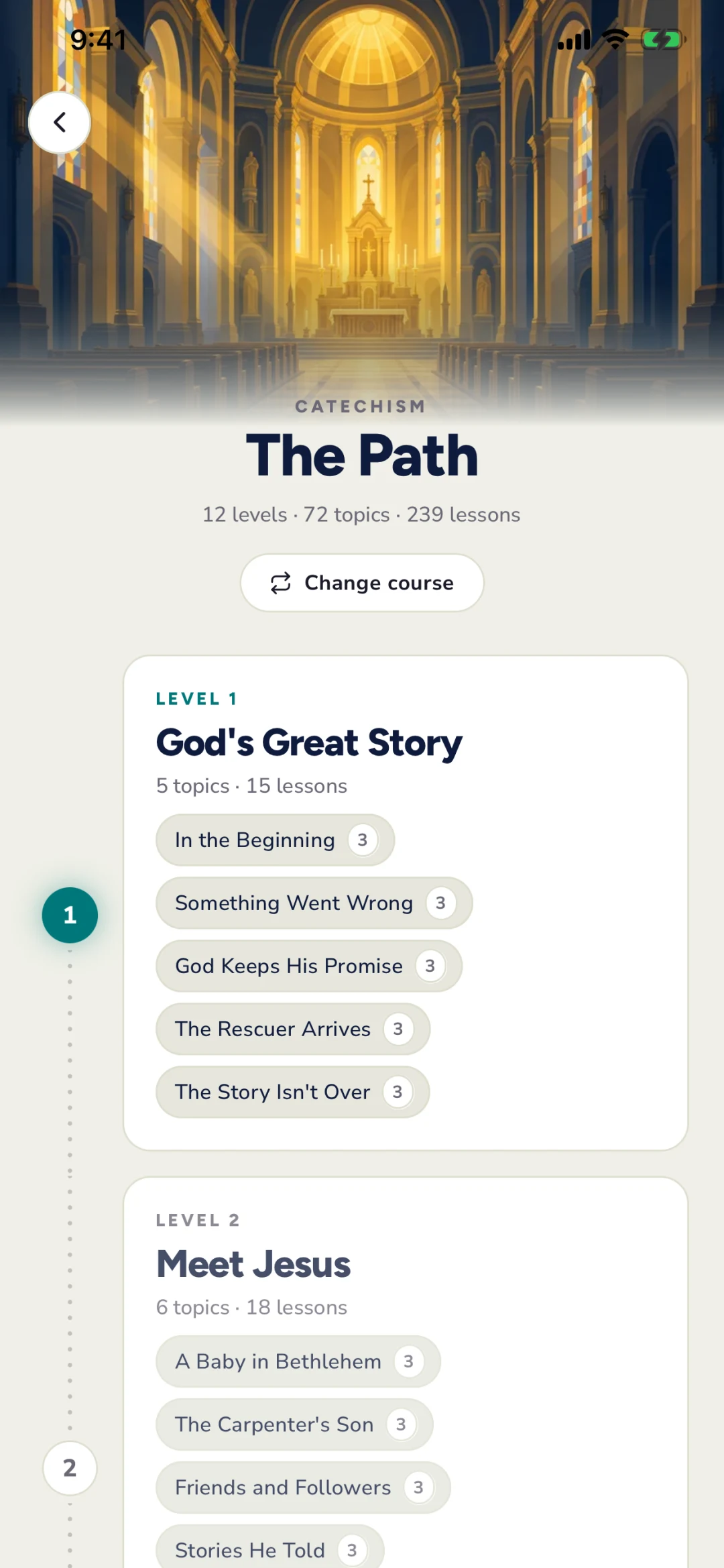 The course map: The Path, twelve levels from God's Great Story to Meet Jesus