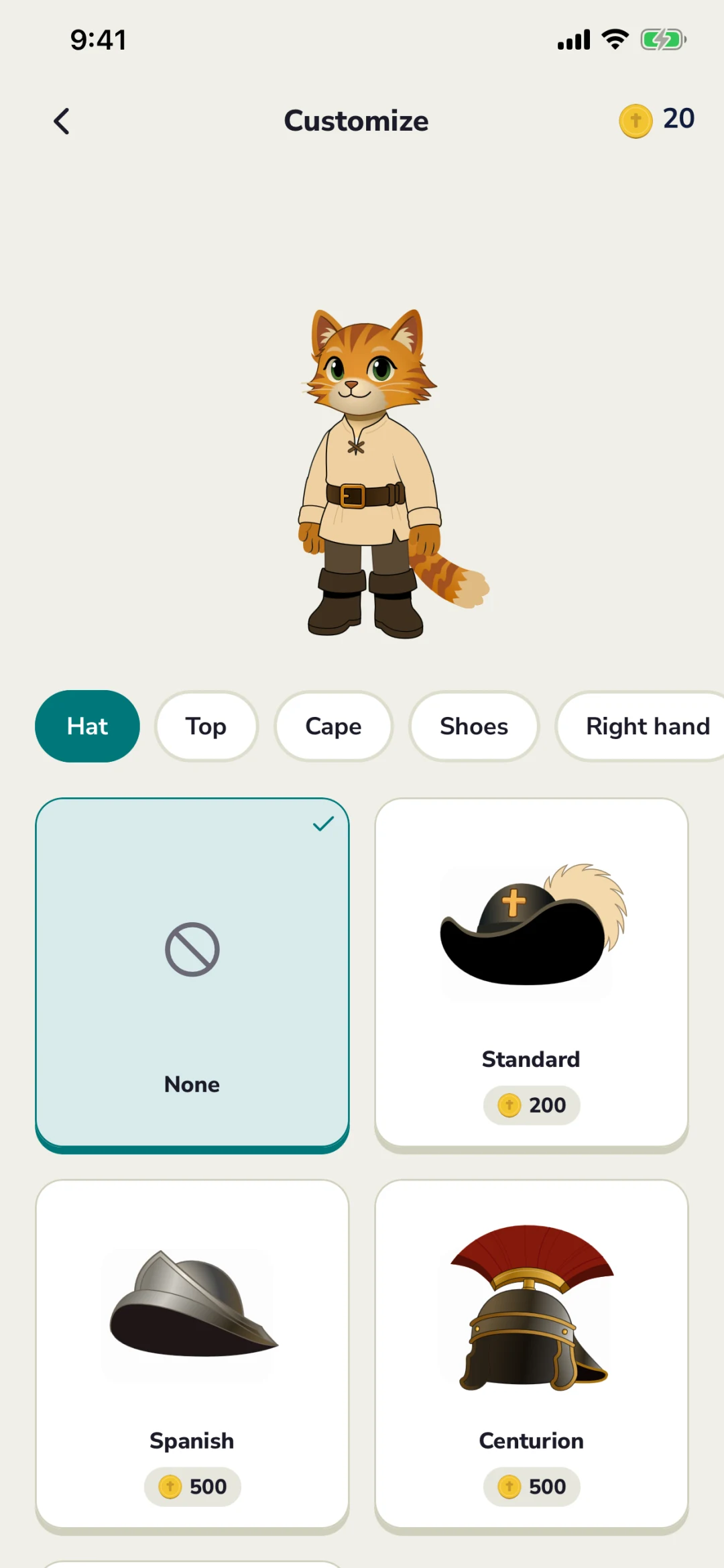 The customizer with Cato trying on hats